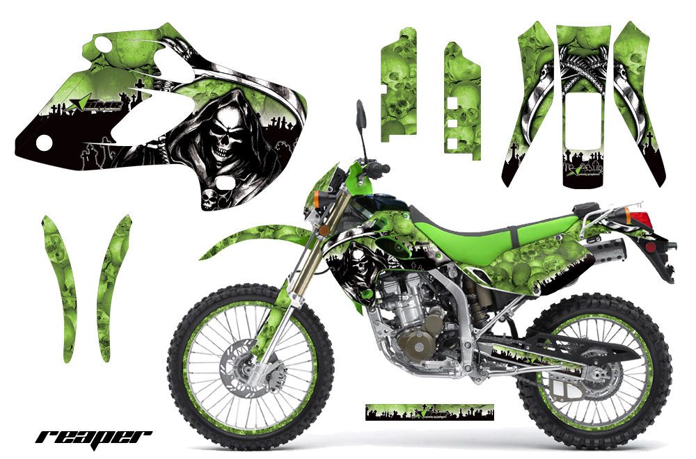 Kawasaki KLX 250 98 03 DTRACKER Graphics Kit Reaper G NPs